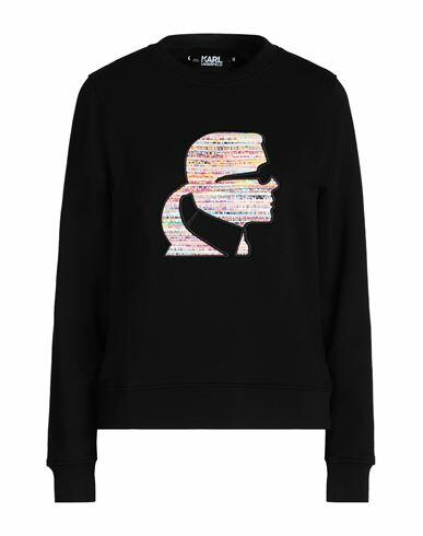 Karl Lagerfeld Boucle Profile Sweatshirt Woman Sweatshirt Black Organic cotton, Recycled polyester Cover