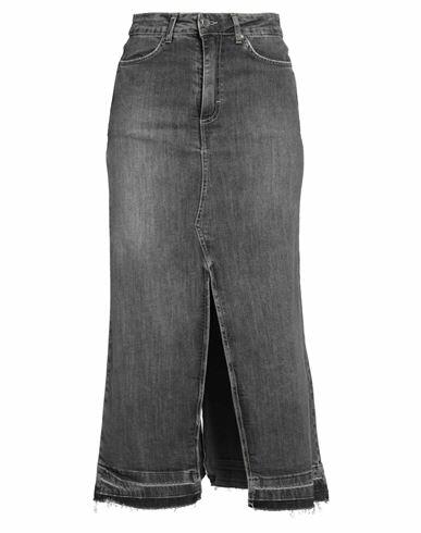 Soallure Woman Denim skirt Black Cotton, Elastane Cover