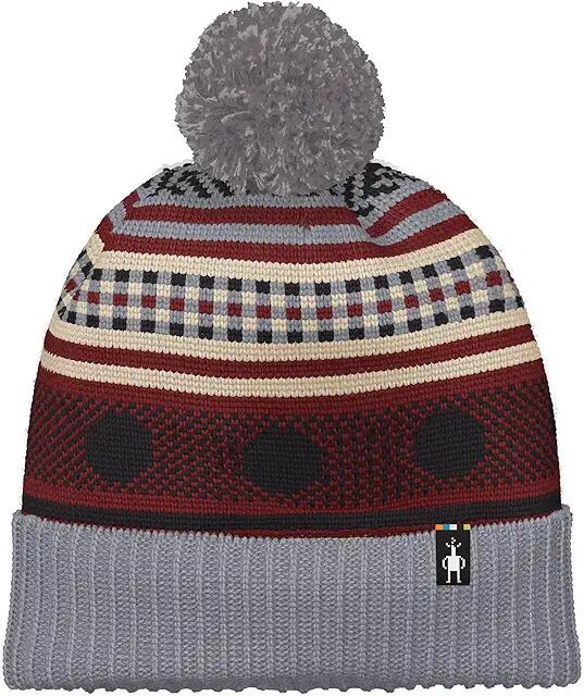 Smartwool Fairisle Fleece Lined Beanie (Light Gray Heather) Traditional Hats Cover