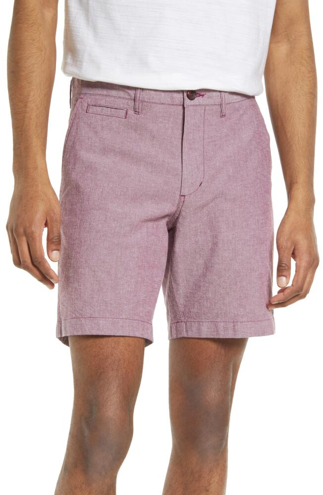 Nordstrom Cotton Stretch Chambray Shorts in Burgundy- White Cover