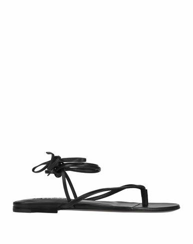 Jil Sander Woman Thong sandal Black Soft Leather Cover