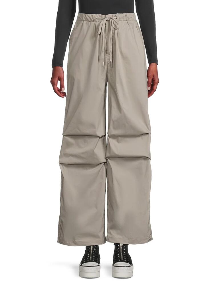 Seraphina Women's Drawstring Wide Leg Cargo Pants - Light Grey Cover