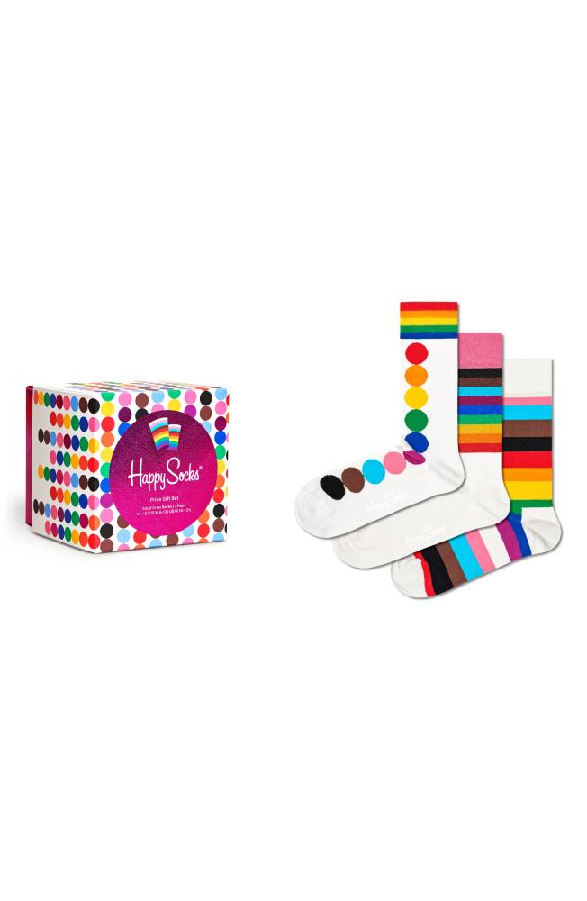 Happy Socks Assorted 3-Pack Pride Socks Gift Set in White/Multi Cover