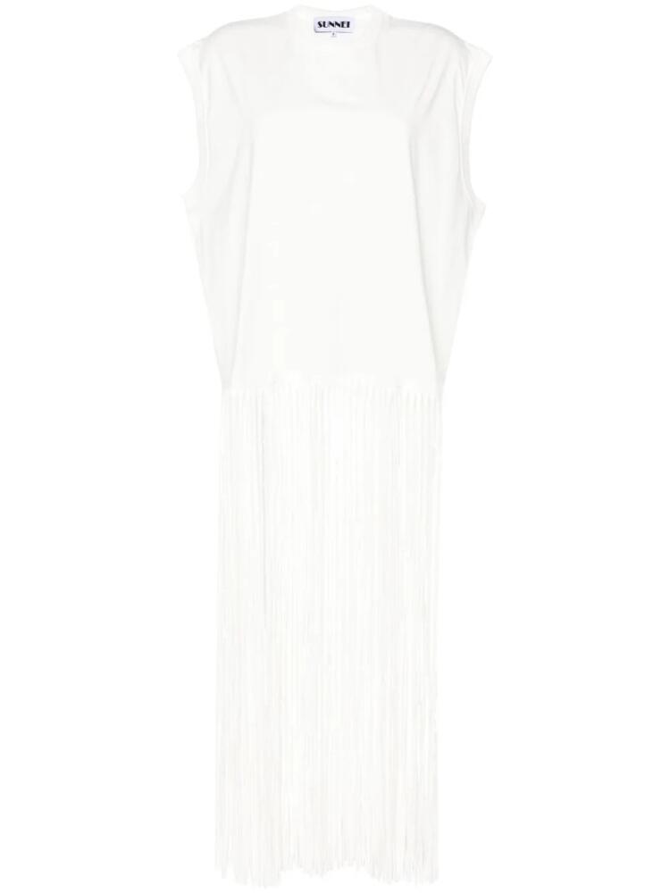 Sunnei sleeveless long-fringed top - White Cover