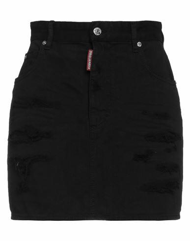 Dsquared2 Woman Denim skirt Black Cotton, Elastane, Bovine leather Cover