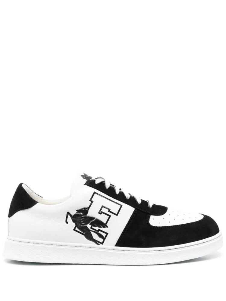 ETRO logo print panelled lace-up sneakers - White Cover