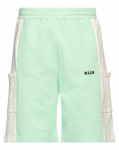 Msgm Man Shorts & Bermuda Shorts Light green Organic cotton Cover