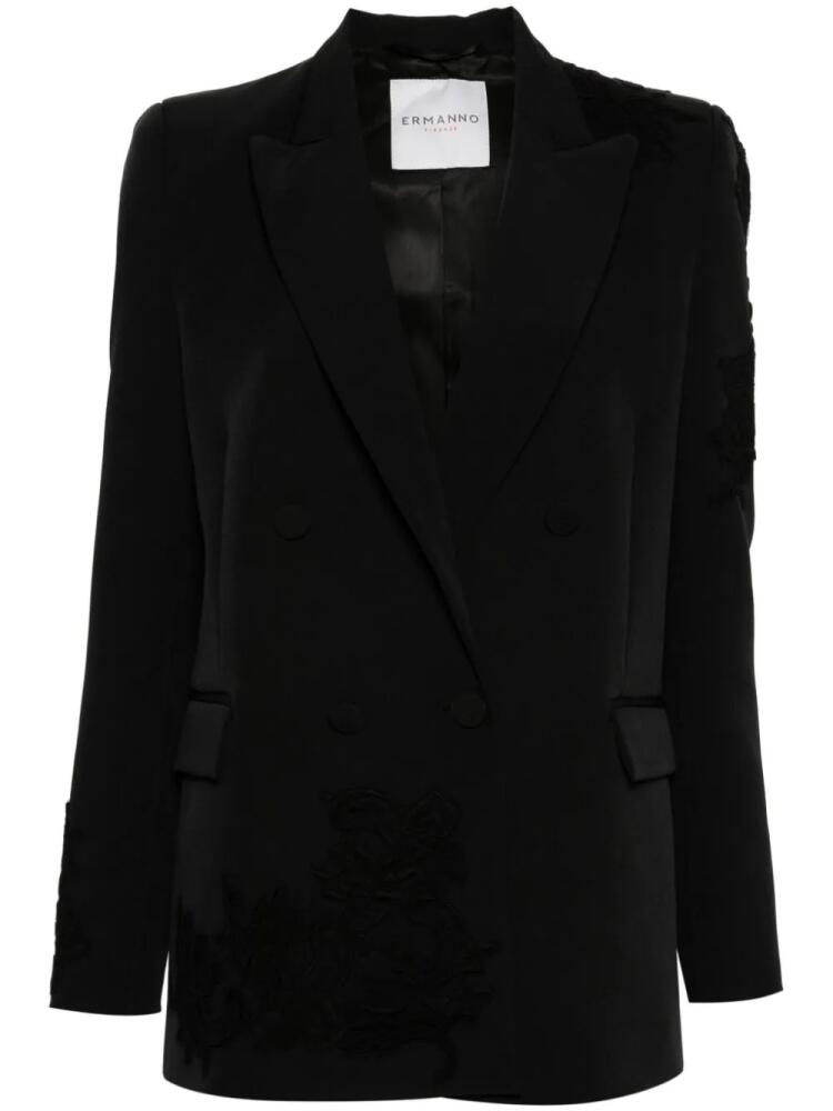 ERMANNO FIRENZE lace-appliqué double-breasted blazer - Black Cover