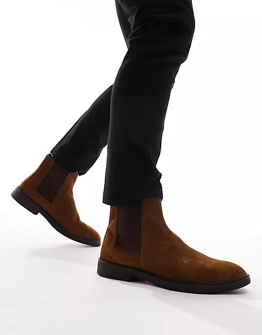 River Island Suede Chelsea Boot In Brown Cover