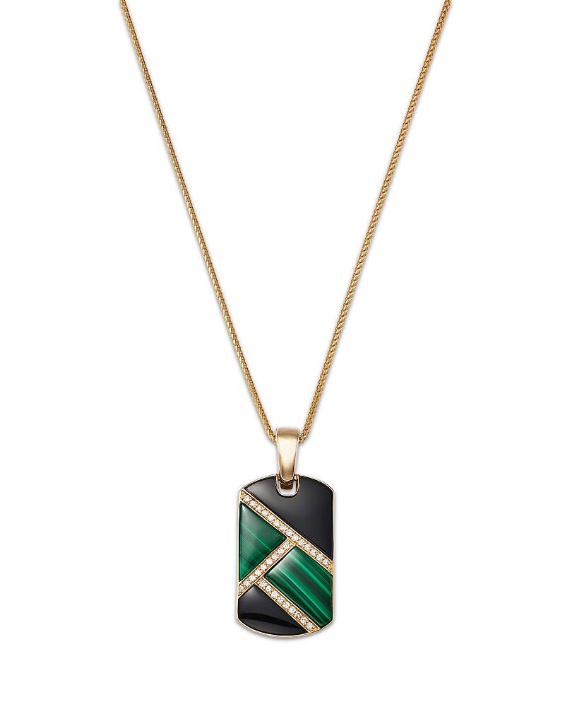 Bloomingdale's Fine Collection Men's Malachite, Onyx & Diamond Dog Tag Pendant Necklace, 21.5 Cover