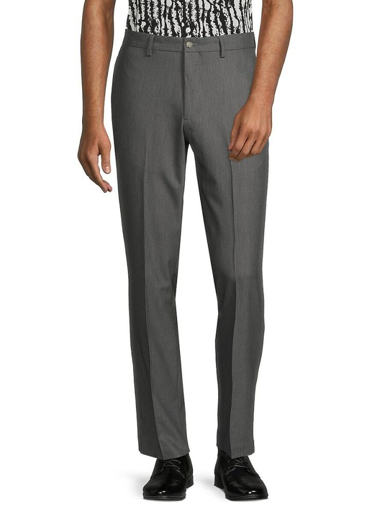 TailorByrd Men's Flat Front Pants - Charcoal Cover