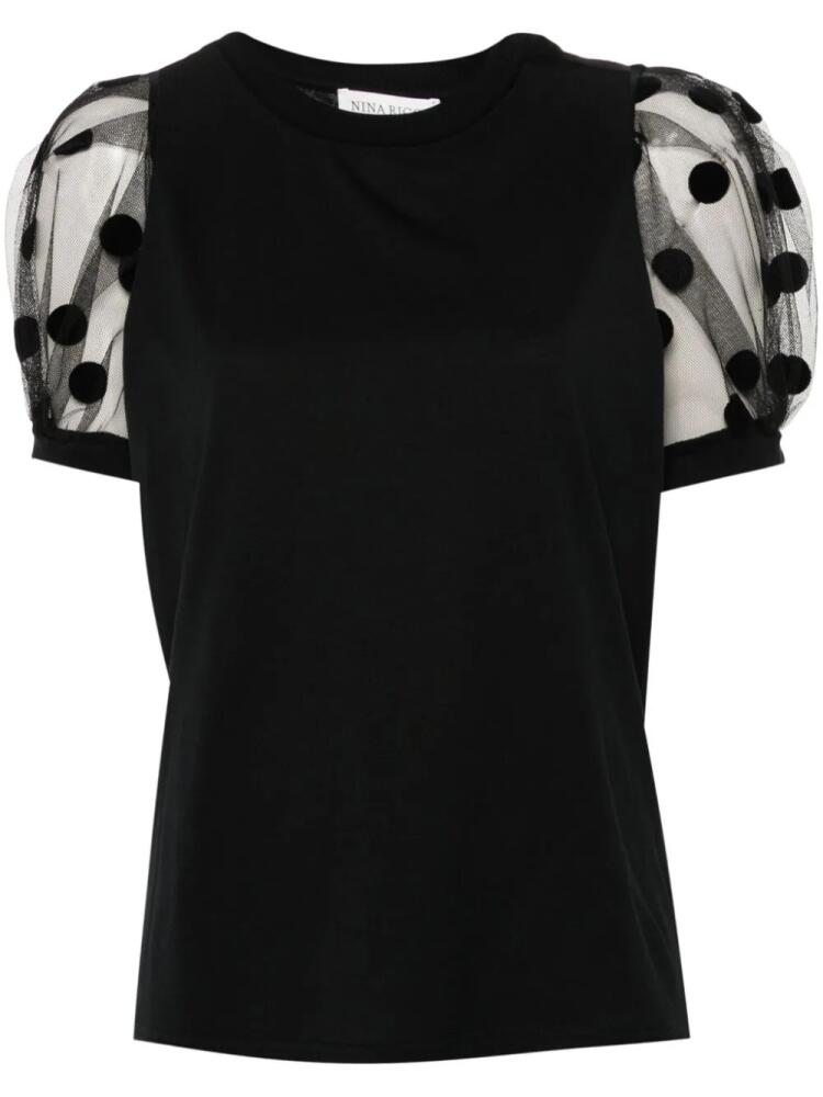 Nina Ricci flocked-detail T-shirt - Black Cover