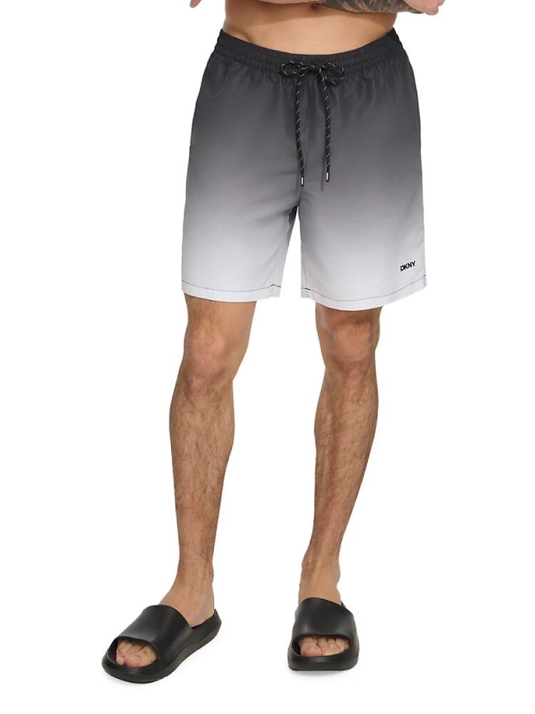 DKNY Men's Ombré Drawstring Swim Shorts - Black Cover