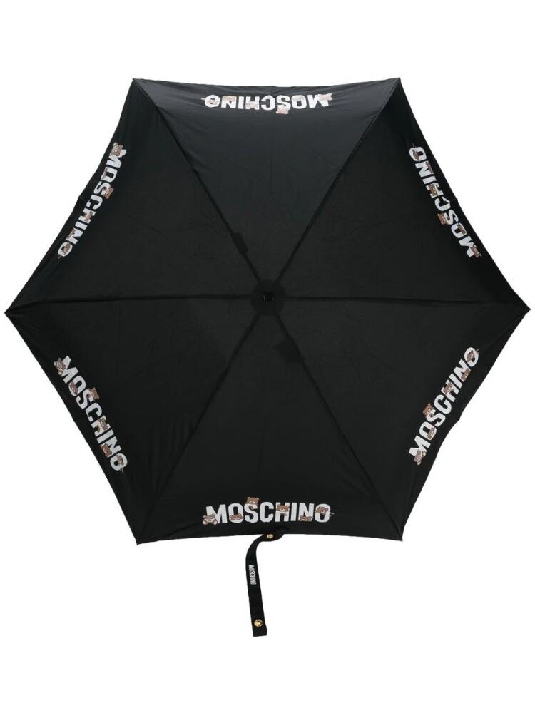 Moschino logo-print compact umbrella - Black Cover