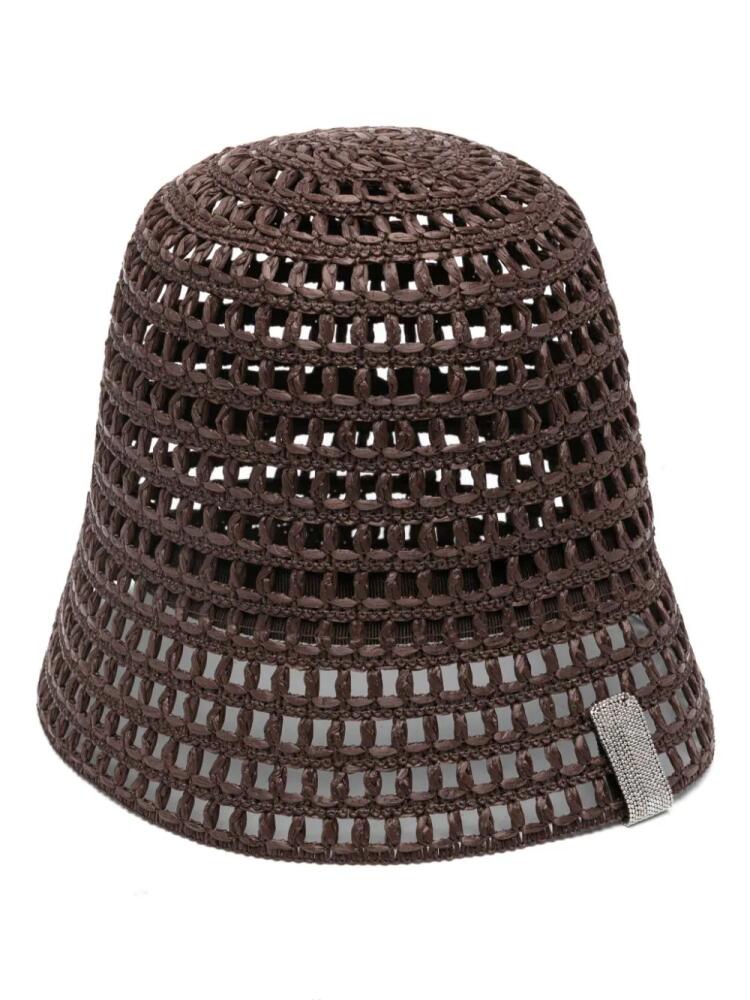 Peserico bead-embellishment interwoven hat - Brown Cover