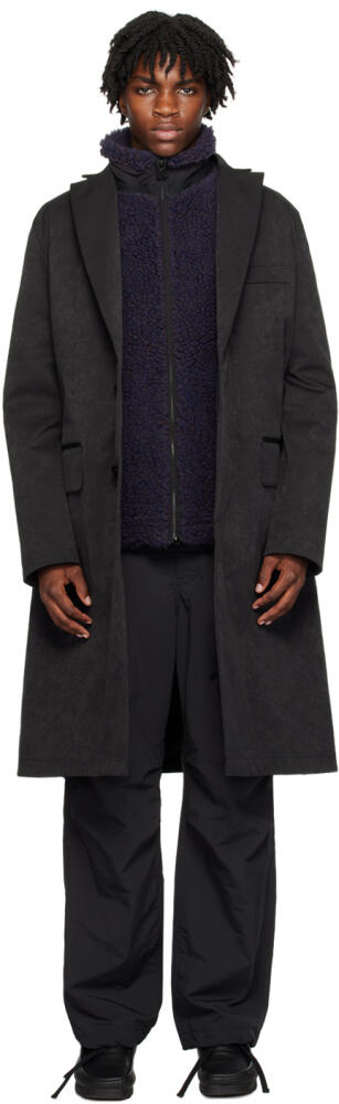 sacai Black Mix Faux-Suede Coat Cover