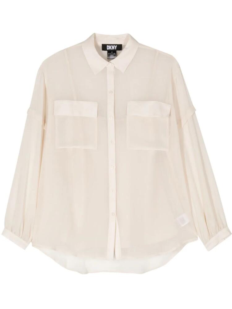 DKNY semi-sheer chiffon-crepe shirt - Neutrals Cover