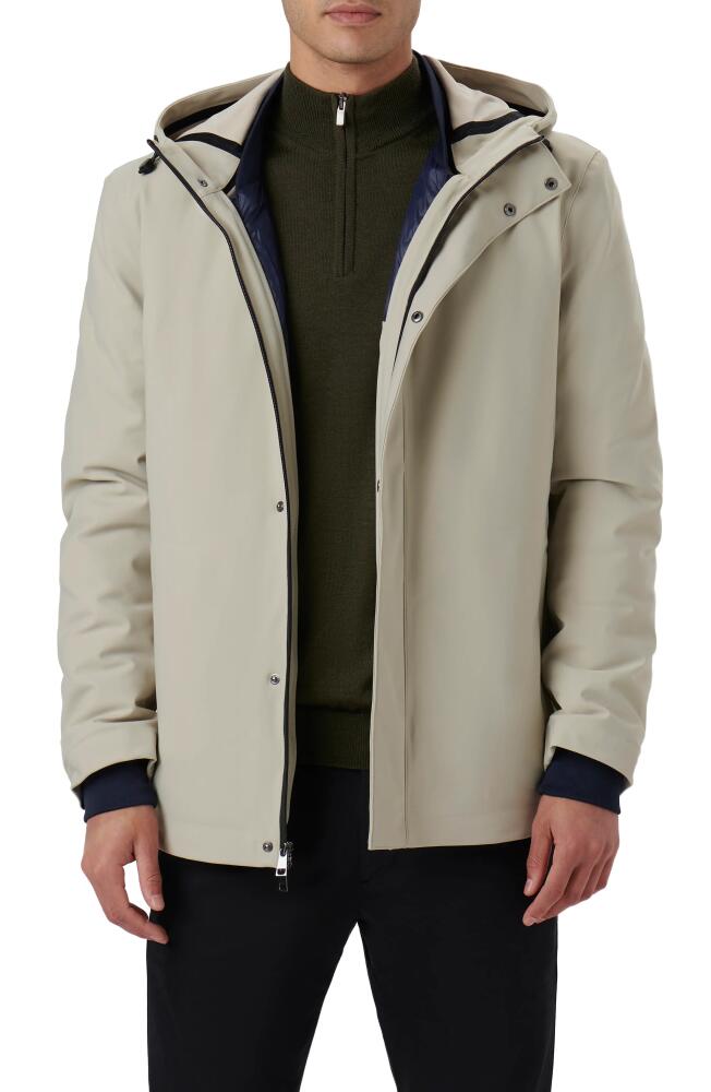 Bugatchi Full Zip Hooded Bomber Jacket in Beige Cover