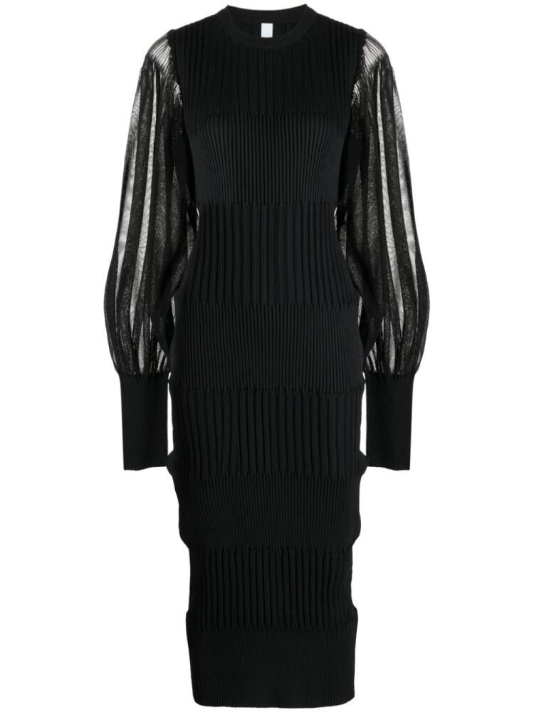 CFCL long sheer-sleeves ribbed midi dress - Black Cover