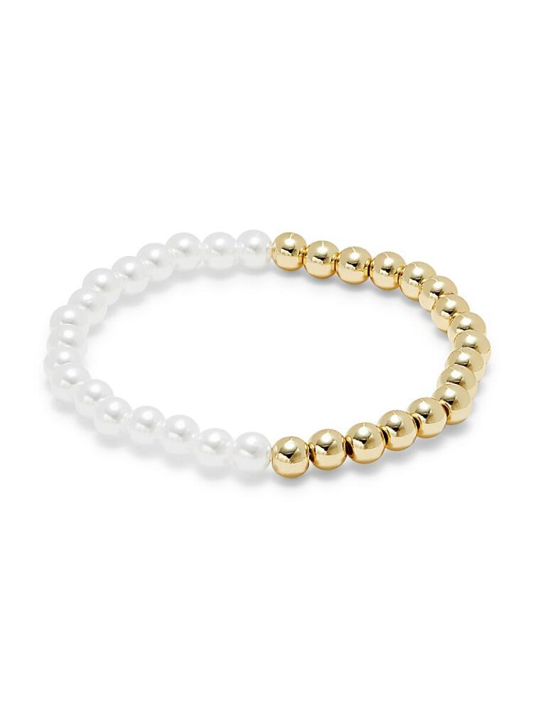 Argento Vivo Women's 14K Goldplated & Faux Pearl Beaded Bracelet Cover