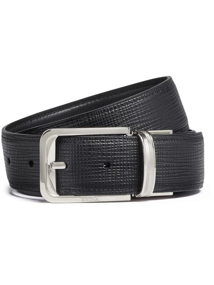 Zegna leather engraved logo belt - Black Cover