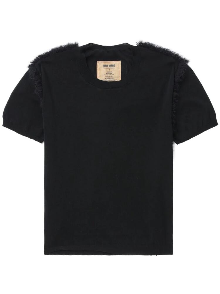 Uma Wang raw-edge cotton-silk T-shirt - Black Cover