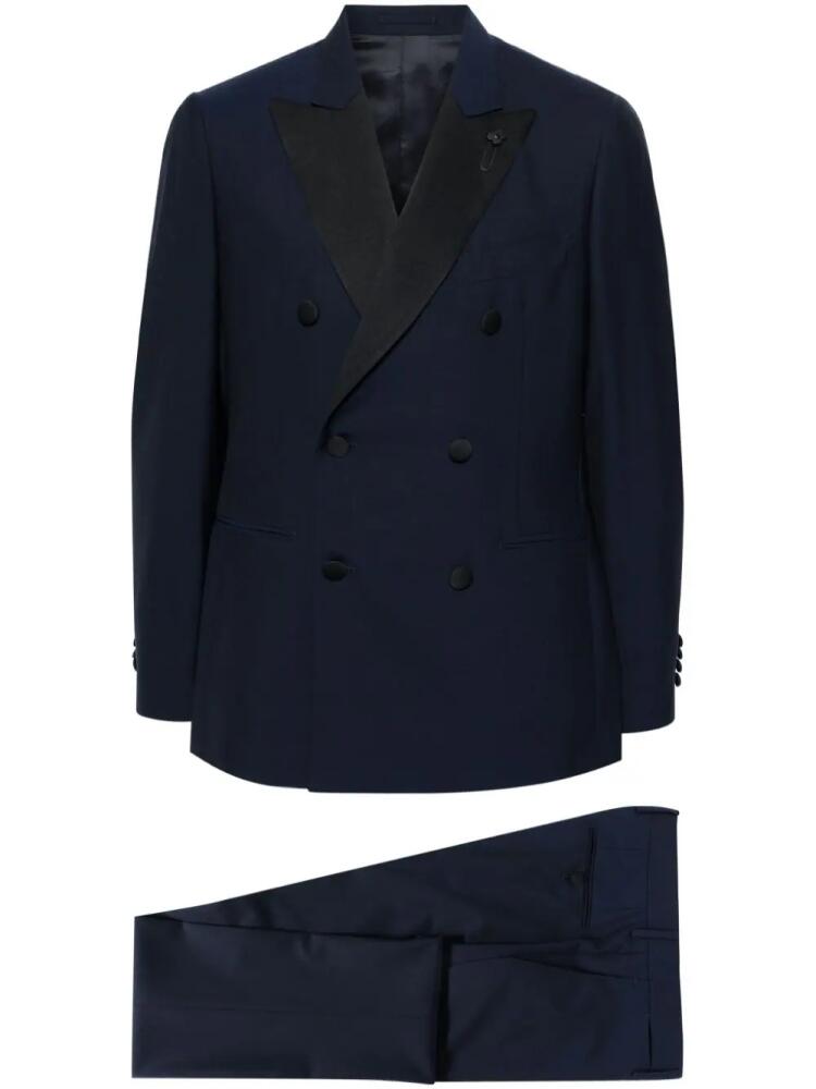 Lardini double-breasted panelled suit - Blue Cover