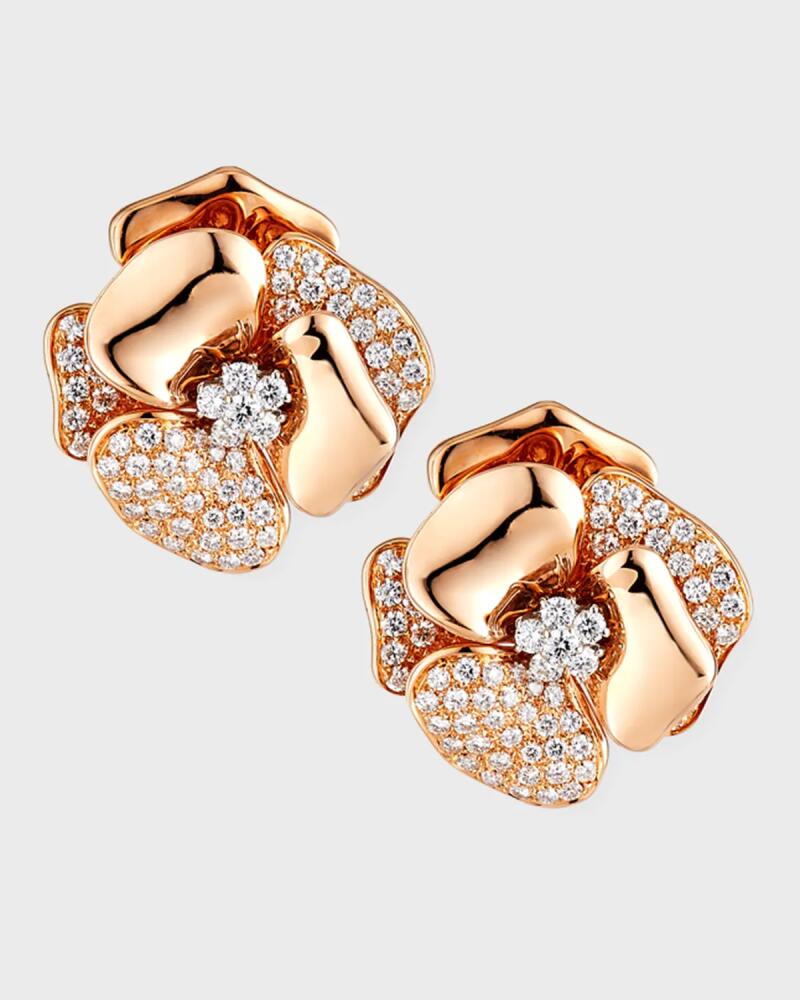 Leo Pizzo 18K Rose Gold Flower Earrings with Diamonds Cover