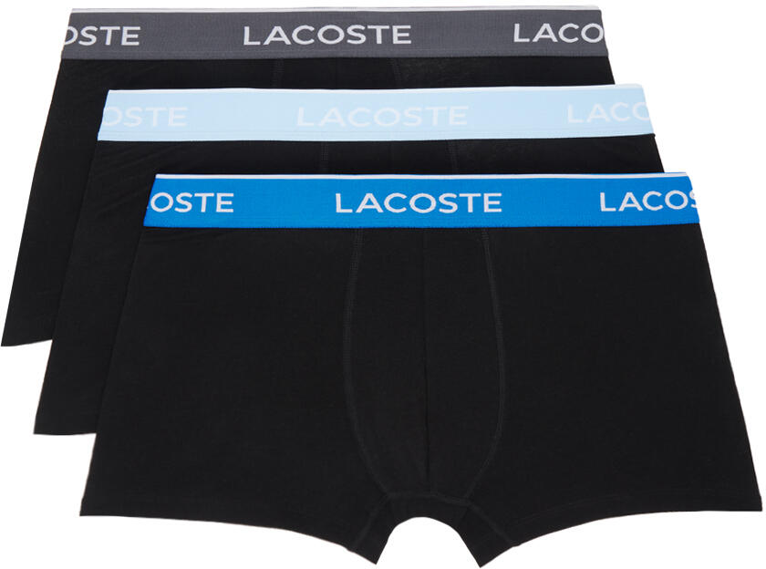 Lacoste Three-Pack Black Contrast Waist Boxer Briefs Cover