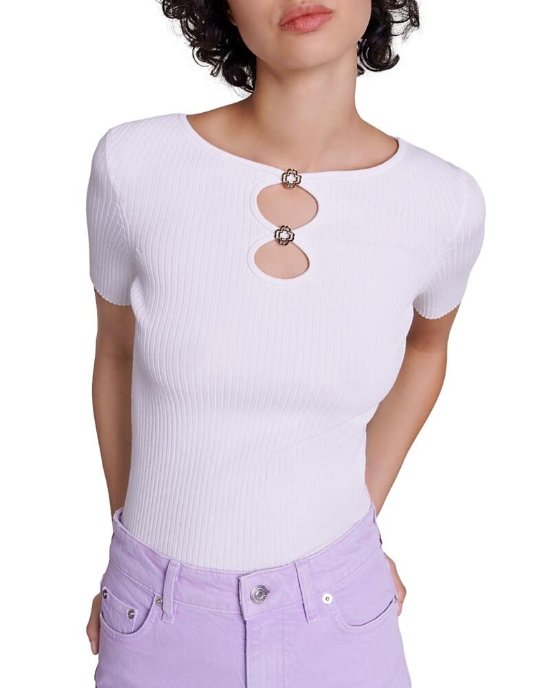 Maje Myster Ribbed Cutout Top Cover