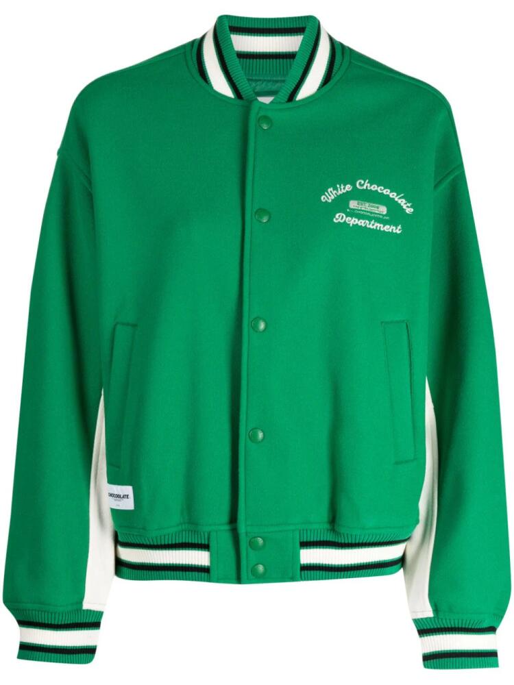 CHOCOOLATE logo-print striped bomber jacket - Green Cover