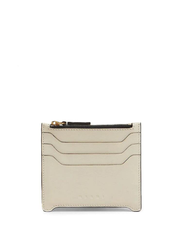 Marni small zipped leather card case - Neutrals Cover