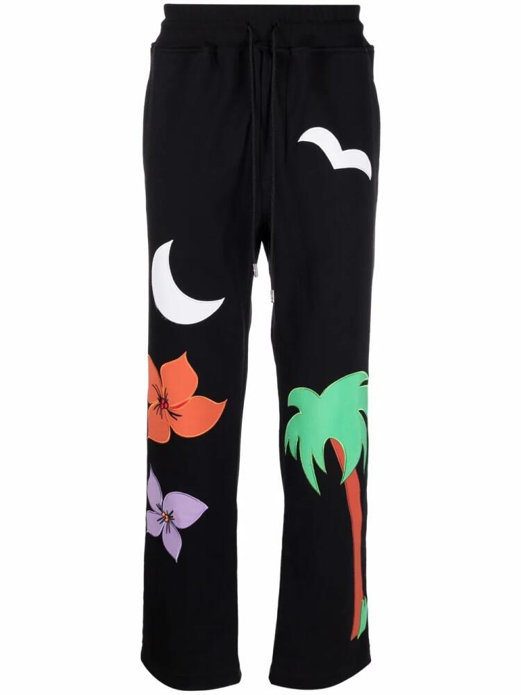 Just Don embroidered straight track pants - Black Cover