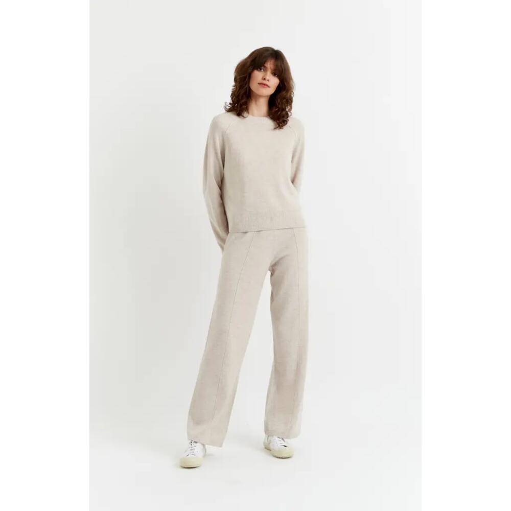 Chinti & Parker Wool & Cashmere Wide Leg Track Pant in Oatmeal Cover