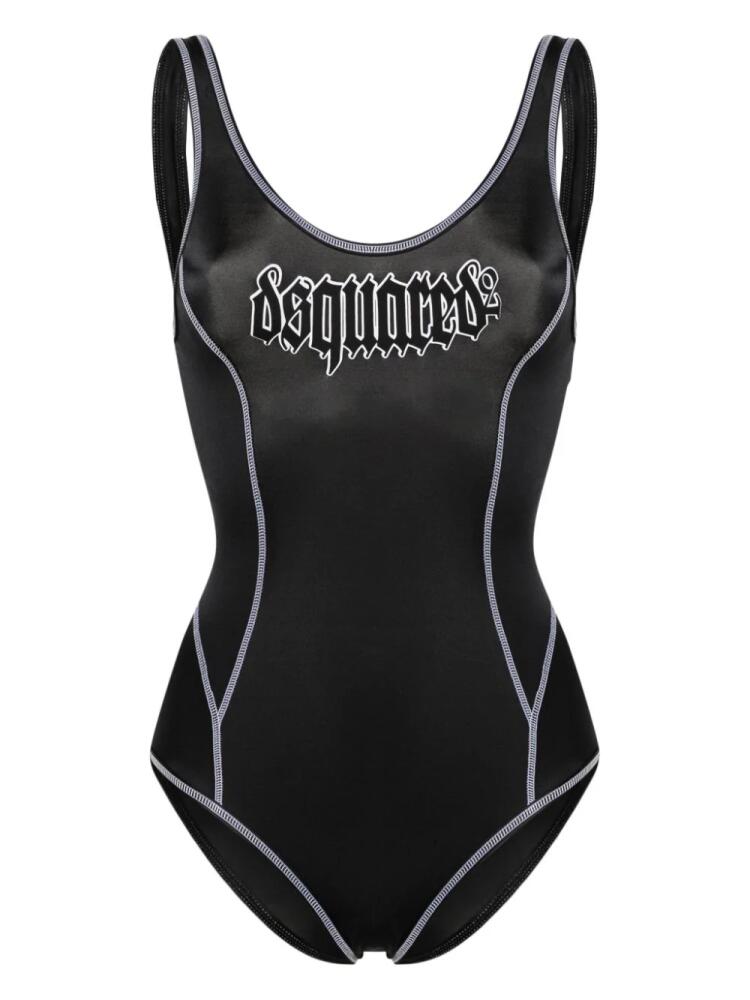 DSQUARED2 logo-appliqué contrast-stitching swimsuit - Black Cover