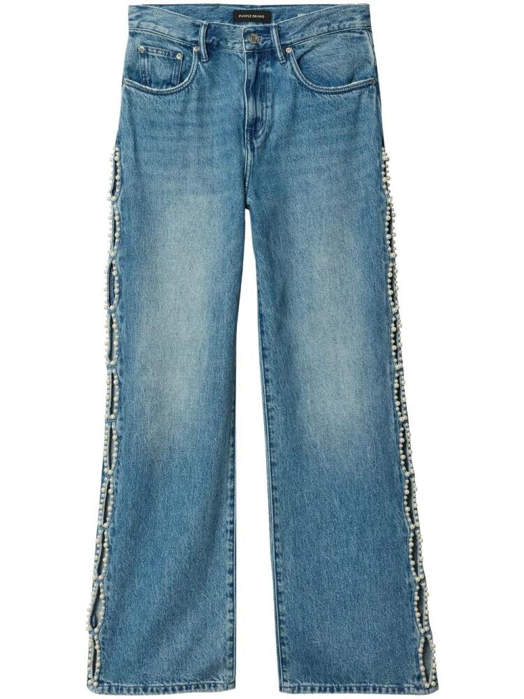 Purple Brand pearl-embellished cut-out jeans - Blue Cover