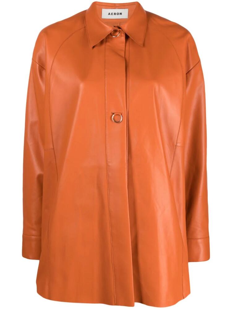 AERON Feather leather shirt - Orange Cover