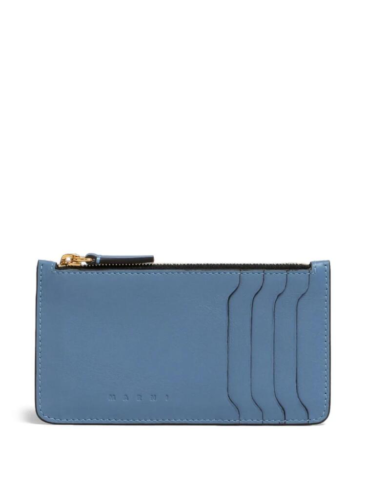 Marni zipped leather card case - Blue Cover