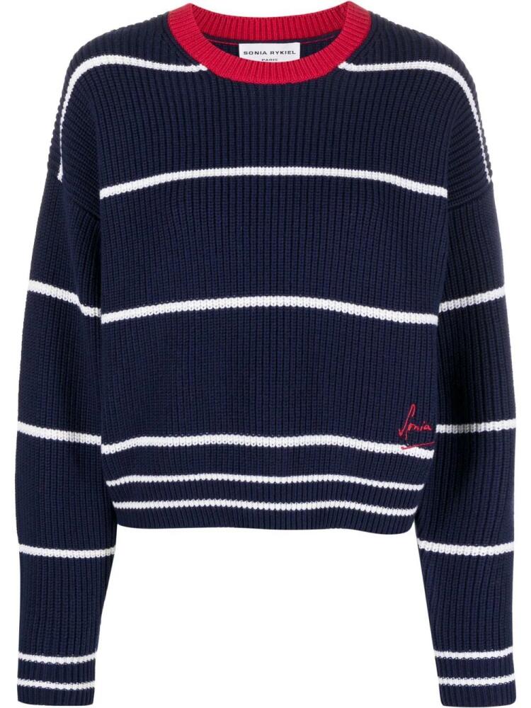 Sonia Rykiel striped crew-neck knitted jumper - Blue Cover