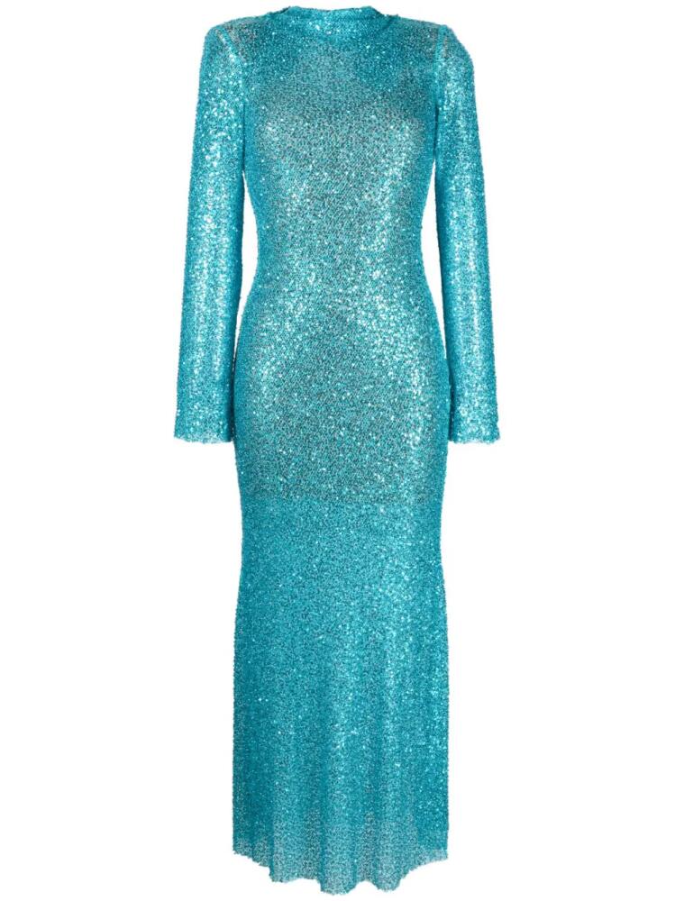 Self-Portrait sequin-embellished cut-out dress - Blue Cover