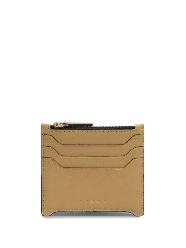 Marni small zipped leather card case - Neutrals Cover