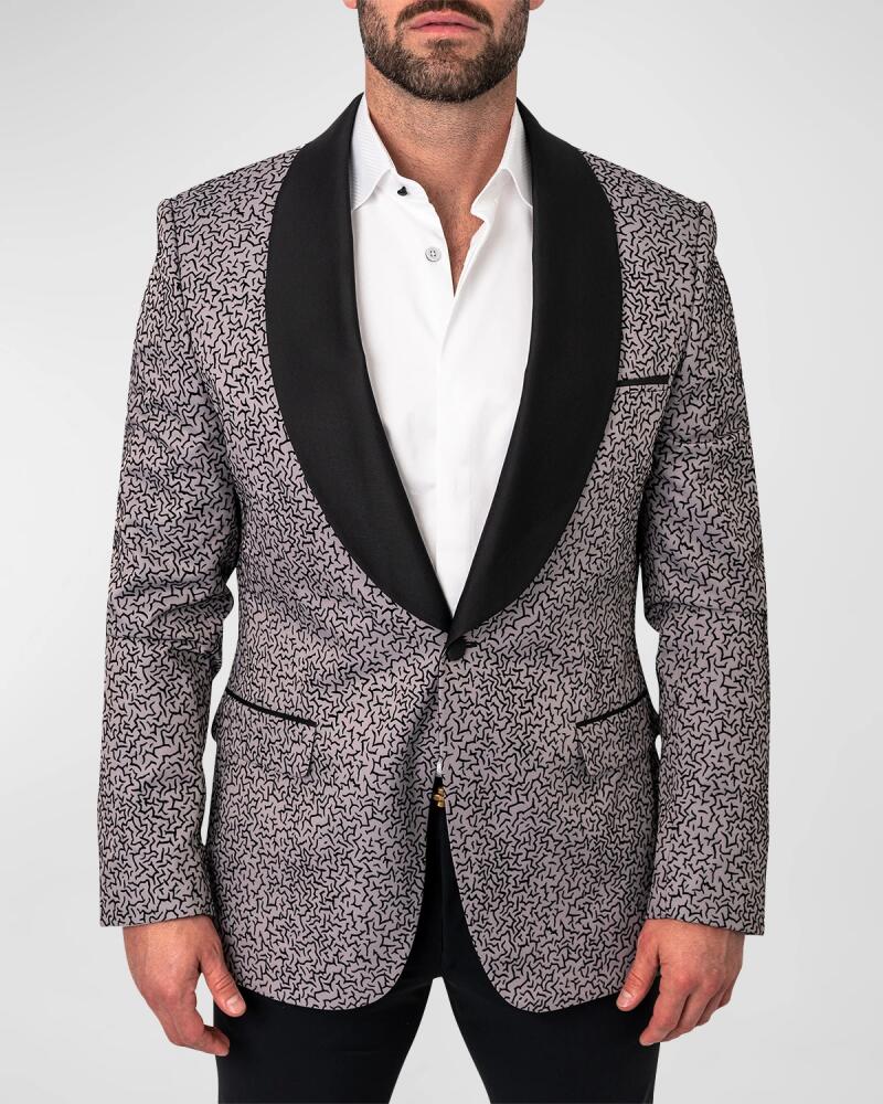 Maceoo Men's Patterned Shawl Blazer Cover