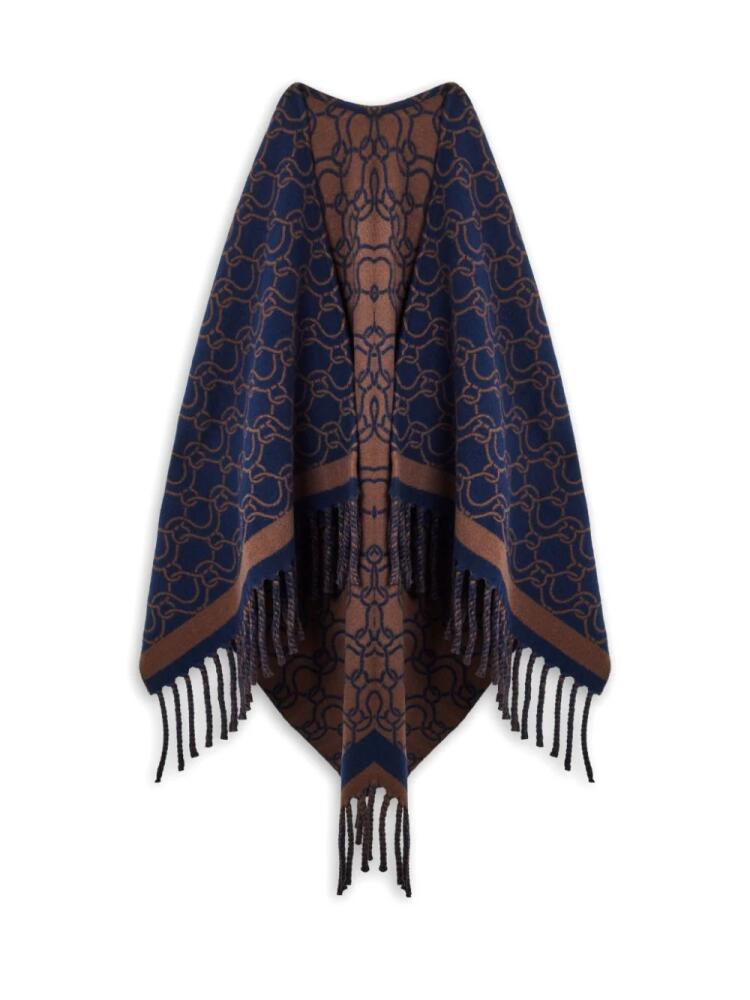 Ferragamo Gancini-print wool scarf - Blue Cover