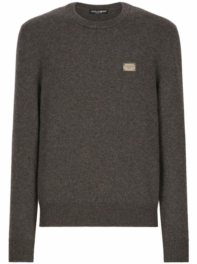 Dolce & Gabbana logo-tag wool-cashmere jumper - Brown Cover