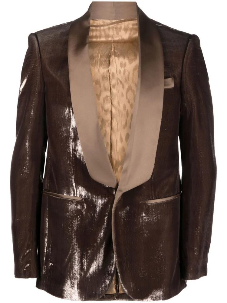 Roberto Cavalli metallic-sheen single-breasted blazer - Brown Cover