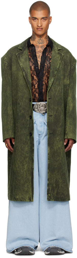 LU'U DAN Green Crombie Denim Coat Cover