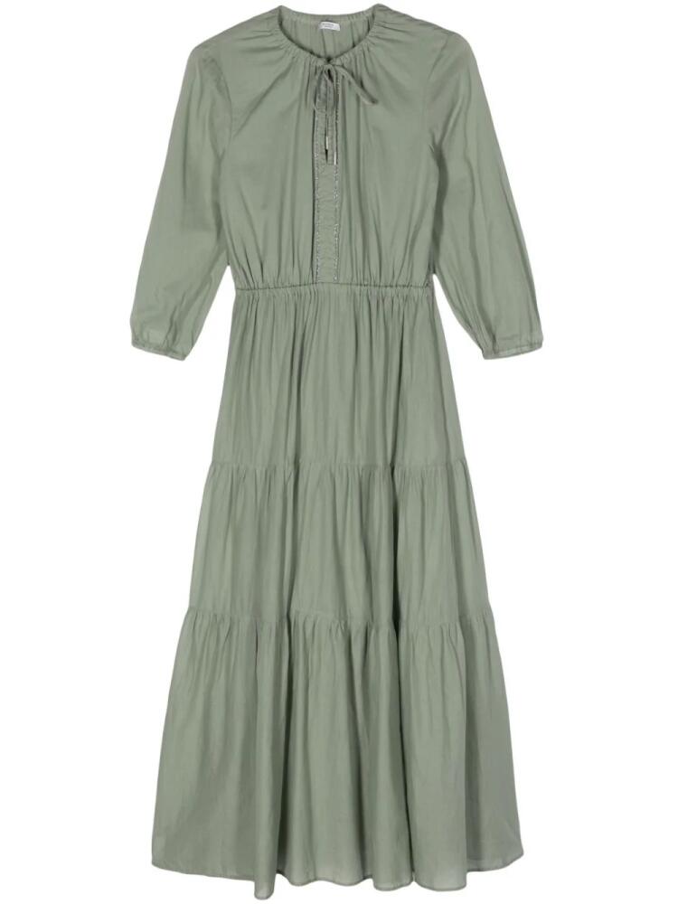 Peserico tie-neck cotton maxi dress - Green Cover