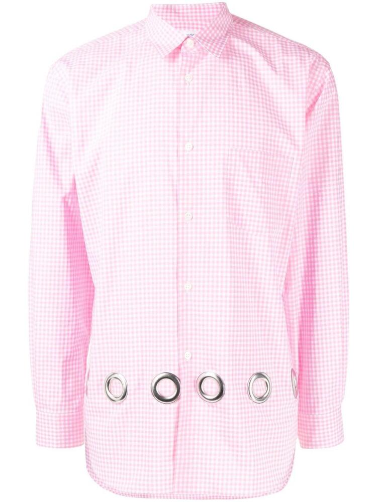 Comme Des Garçons Shirt gingham-check eyelet shirt - Pink Cover