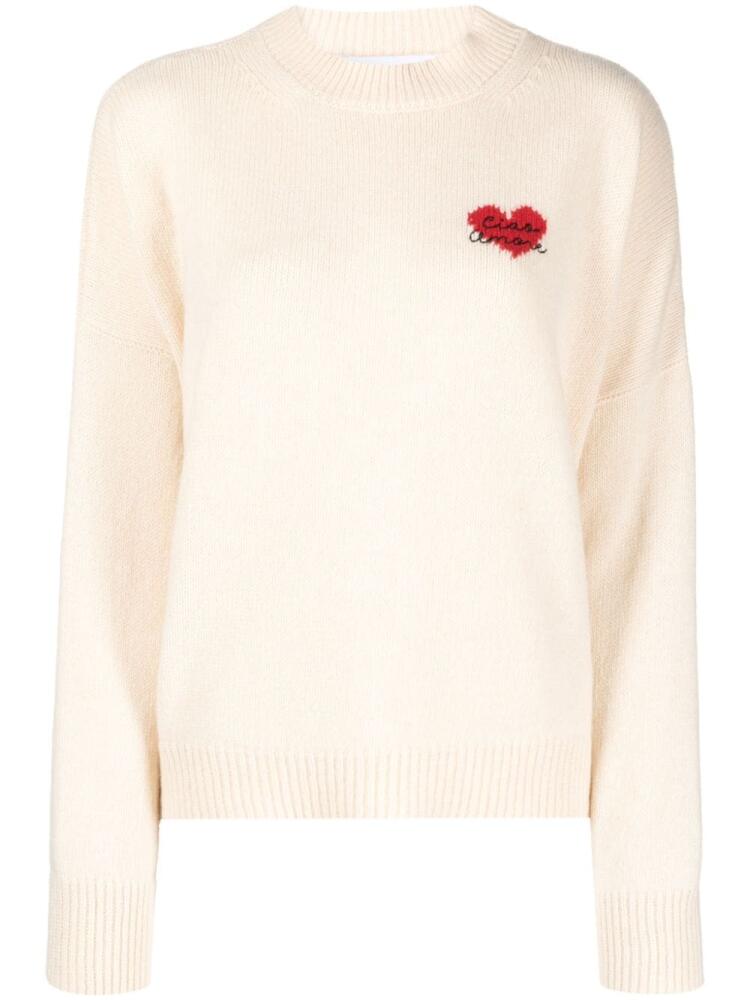 Giada Benincasa intarsia-logo merino wool jumper - White Cover